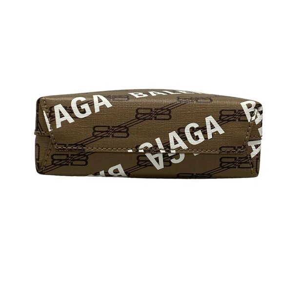 Auth BALENCIAGA Shopping Phone Holder Enlarge/BB Monogram 693805 Brown White - Picture 5 of 16